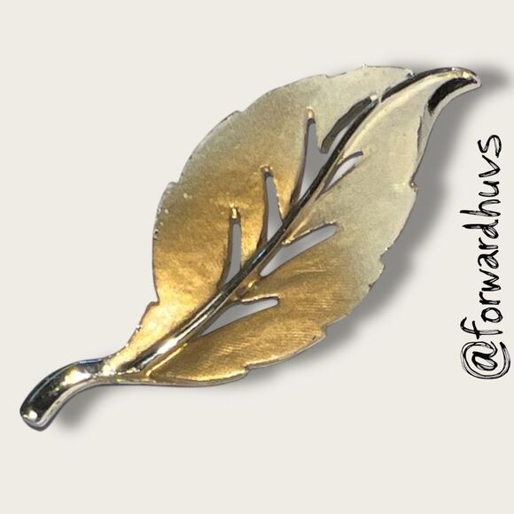 Bundle Sale 3 for $15 | Gold and Cream-Colored Leaf Brooch - Picture 5 of 11